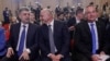 Conferință de presă comună a liderilor PSD și PNL, la lansarea candidatul lor la Primăria Generală a Capitalei, Cătălin Cîrstoiu (centru). București, 20 martie 2024