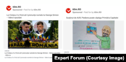 Reclame plătite de pagini de Facebook pentru AUR și Cristian Popescu Piedone.