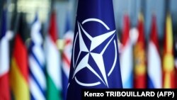 Zastava NATO-a u sjedištu NATO-a u Bruxellesu, februar 2022.