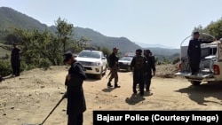 په باجوړ کې امنیتي ځواکونه د ځمکلاندې بمونو لټون کوي - پخوانی انځور.
