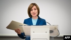 Predsjednica Moldavije Maia Sandu govori nakon pobjede u drugom krugu predsjedničkih izbora u Kišinjevu 4. novembra
