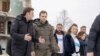 Министерот Бујар Османи во градот Бородјанка, на првиот ден од посетата на Украина како претседавач со ОБСЕ, 16 јануари 2023