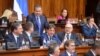 Bratislav Gašić (sedi drugi s desna), aktuelni ministar unutrašnjih poslova u Vladi Srbije, tokom jedne od sednica Skupštine Srbije iz oktobra 2022.
