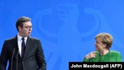 Predsednik Srbije Aleksandar Vučić i nemačka kancelarka Angela Merkel u aprilu 2018. u Berlinu 