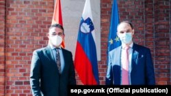 Вицепремиерот Никола Димитров и словенечкиот министер за надворешни работи Анже Логар, Љубљана 31 март 2021