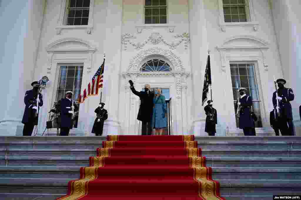 Američki predsednik Joe Biden i prva dama Jill Biden stižu u Belu kuću u Washingtonu