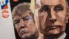 Дональд Трамп и Владимир Путин на футболке в сувенирном магазине Санкт-Петербурга
