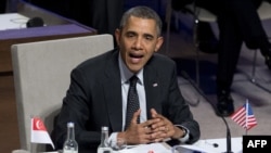 U.S. President Barack Obama syas Russia's actions in Ukraine a sign of "weakness."