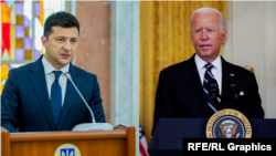 Президенти України та США Володимир Зеленський (л) і Джо Байден