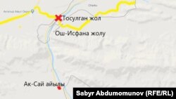 Крестом отмечено место перекрытия дороги. 