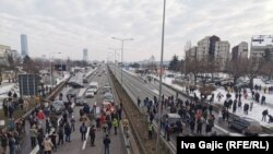 Serbia, Belgrade -- Protest and blockade of of the international highway with a request to ban the exploitation of lithium, January 15 2022