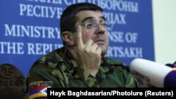 Արցախի նախագահ Արայիկ Հարությունյանը ասուլիսի ժամանակ, արխիվ