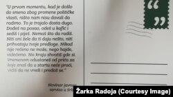 Jedan od citata intervjuisanih novinara
