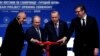 Președinții Erdogan și Putin, alături de premierul bulgar Boyko Borissov și președintele Serbiei, Aleksandar Vucic, la inaugurarea gazoductului TurkStream, Istanbul, 8 ianuarie