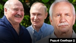 Аляксандар Лукашэнка, Уладзімір Пуцін, Валер Карбалевіч. Каляж.